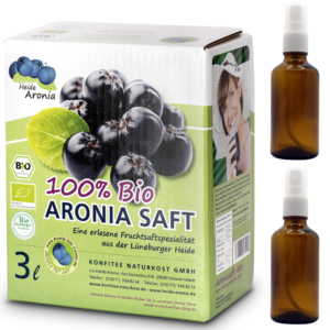 Bio Aroniasaft inklusive 2 Sprühflaschen zum benetzen der Mundschleimhaut