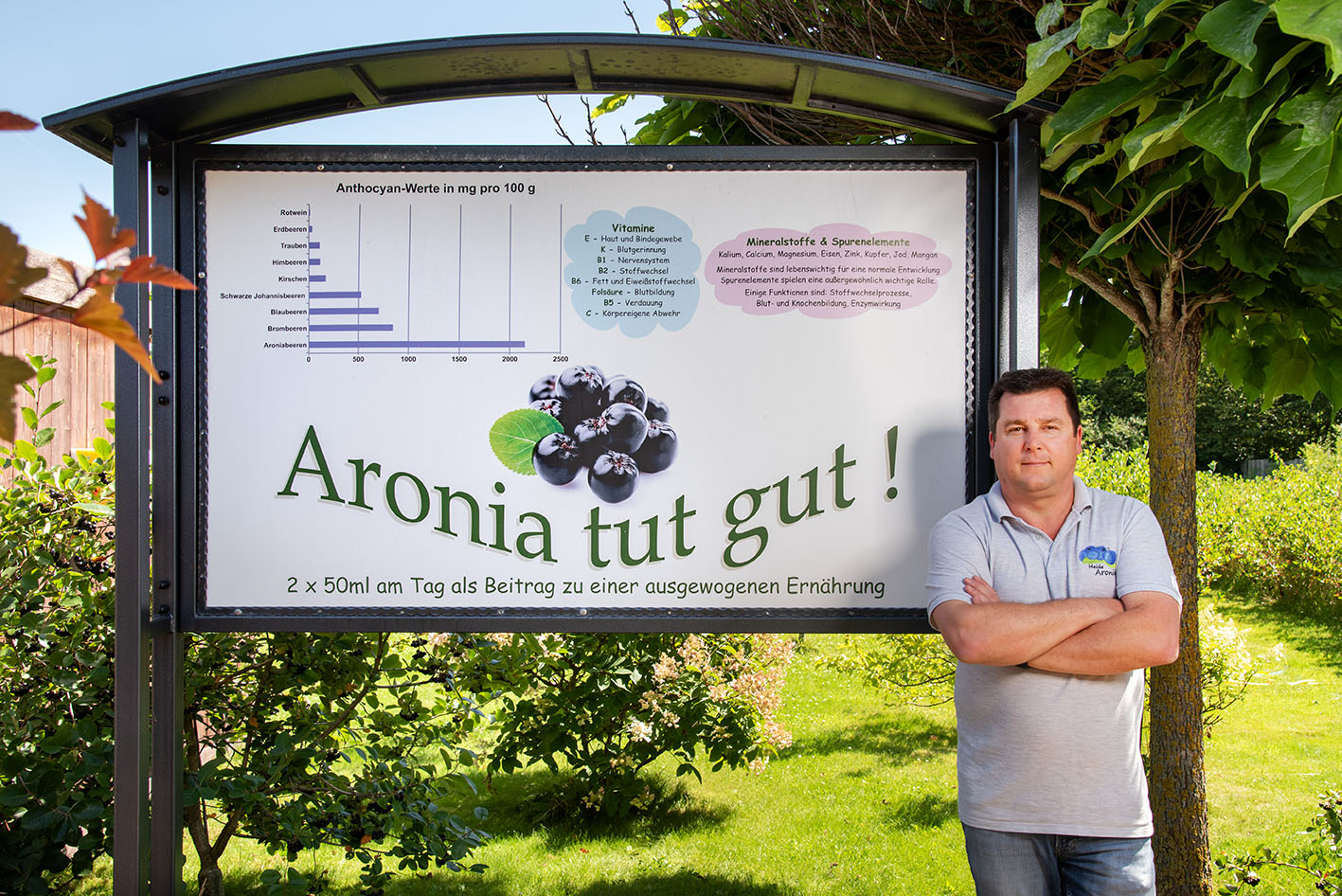 Lars Grossmann, Experte für Aronia-Anbau und Gründer von Heide Aronia, auf seiner Bio-Plantage in Schwarmstedt.